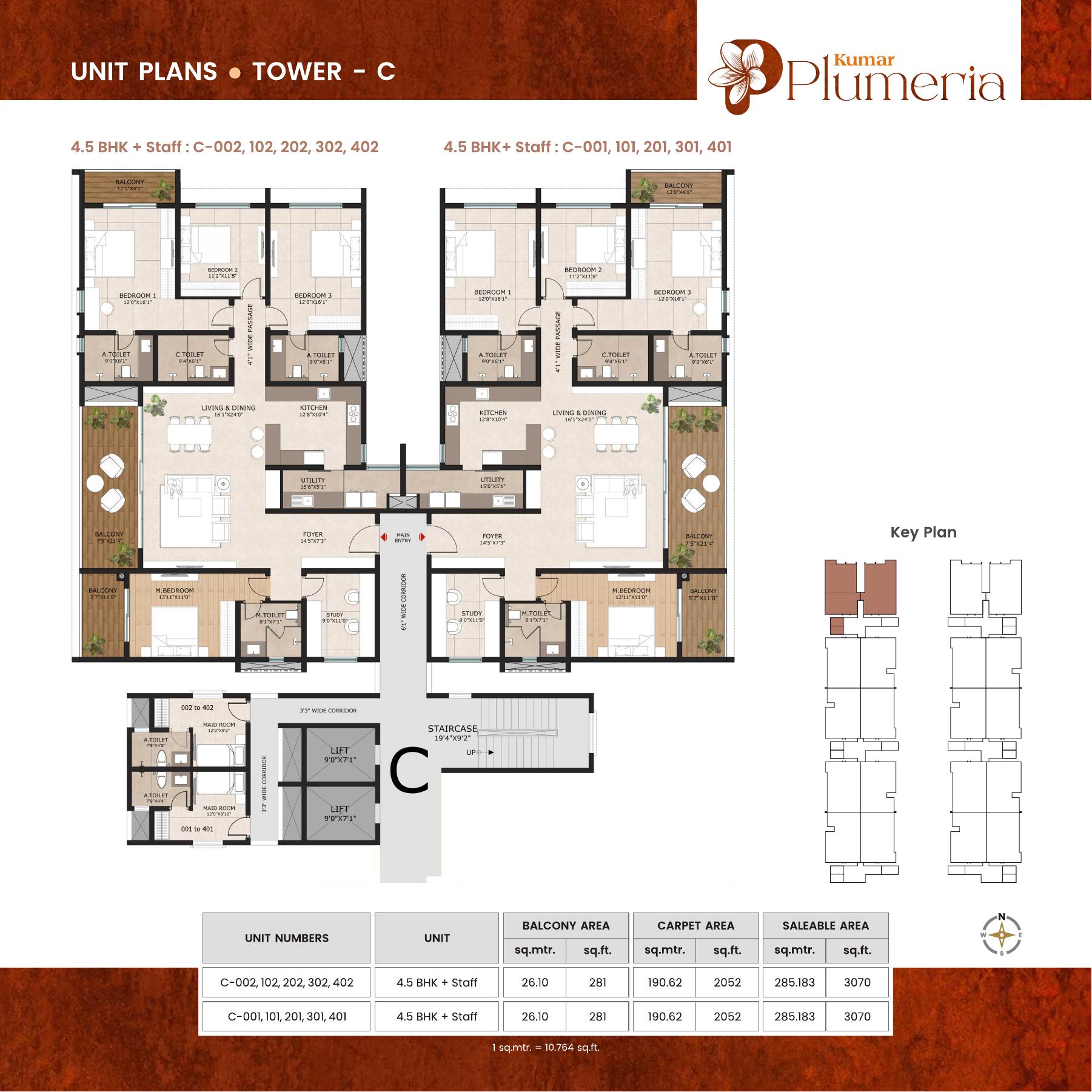 4.5 BHK + Staff Floor Plan
